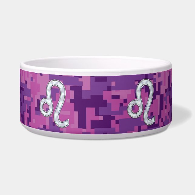 Leo Sign auf Pink Fuchsia Digital Camouflage Napf (Vorderseite)
