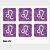 Leo Sign auf Pink Fuchsia Digital Camouflage Quadratischer Aufkleber (Blatt)