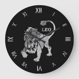 Leo Silver Zodiac Symbol Wall Clock Große Wanduhr