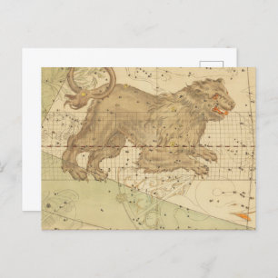 Leo Star Sign Restored Antike Map Postkarte