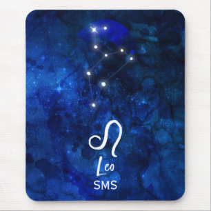 Leo-Sternbild Dunkelblau-Galaxie-Monogramm Mousepad