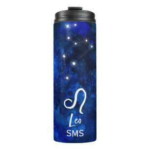 Leo-Sternbild Dunkelblau-Galaxie-Monogramm Thermosbecher