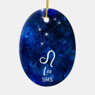Leo-Sternbild Dunkelblaues Galaxie-Monogramm Keramik Ornament