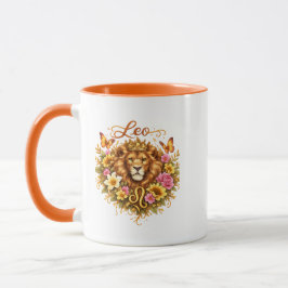 Leo-Sternzeichen-Blumen-Herz-Tasse – Königliches A Tasse