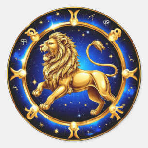 ♌ Leo Sternzeichen-Emblem Klassischer Aufkleber Ge