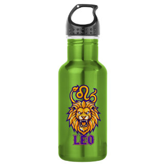 Leo-Sternzeichen Goldenes Maskottchen Grafik Edelstahlflasche