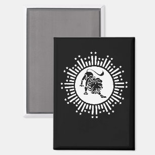 Leo-Sternzeichen-Löwensymbol mit Sternen Schwarz-W Magnet