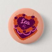 Leo-Sternzeichen-Pastell-Herz-Geburtstagskuchen Button (Vorderseite)