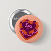 Leo-Sternzeichen-Pastell-Herz-Geburtstagskuchen Button (Vorne & Hinten)