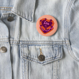Leo-Sternzeichen-Pastell-Herz-Geburtstagskuchen Button