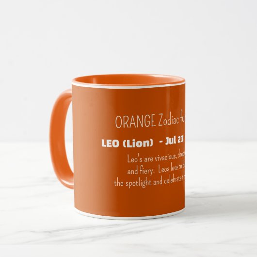 LEO-Sternzeichen Persönlichkeitsmerkmale Tasse (Vorderseite Links)