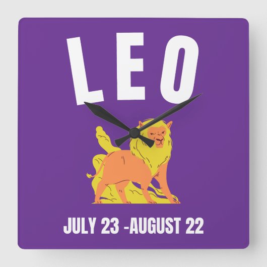 Leo-Sternzeichen Quadratische Wanduhr (Vorderseite)