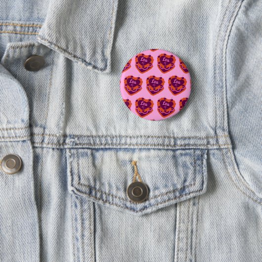 Leo-Sternzeichen-Schmetterlingsherz-Geburtstagstor Button (Beispiel)