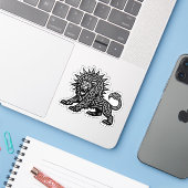 Leo-Sternzeichen Sonnenmähne Löwe | BurnsInHell Aufkleber (Laptop mit iPhone)