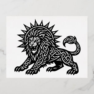 Leo Sternzeichen Sonnenmähne Löwe   BurnsInHell Folien Feiertagspostkarte