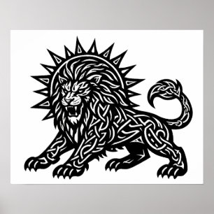 Leo Sternzeichen Sonnenmähne Löwe BurnsInHell Poster