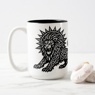 Leo Sternzeichen Sonnenmähne Löwe BurnsInHell Zweifarbige Tasse