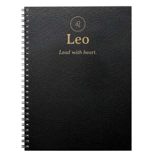 Leo-Sternzeichen-Spiralblock - Faux-Leder-Optik Notizblock (Vorderseite)