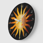 Leo Sun Fire Sign Birth Monat Black Red & Gold Große Wanduhr (Winkel)