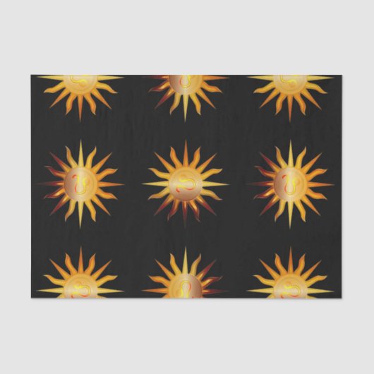 Leo Sun Fire Sign Birth Monat Black Red & Gold Seidenpapier (Vorderseite)