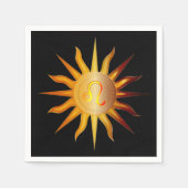 Leo Sun Fire Sign Birth Monat Rot & Gold Serviette (Vorderseite)