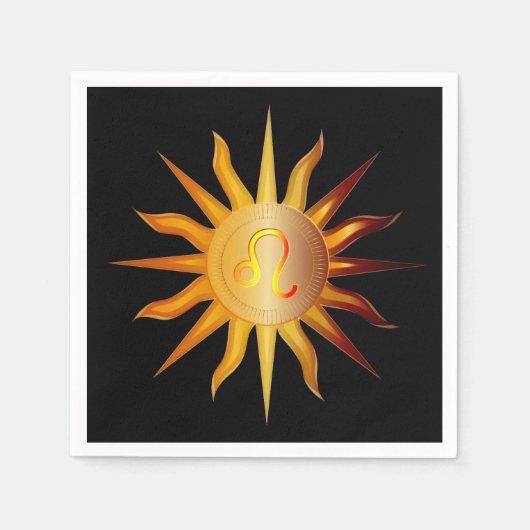 Leo Sun Fire Sign Birth Monat Rot & Gold Serviette (Vorderseite)