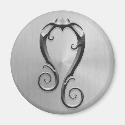 Leo-Symbol aus Edelstahl Magnet (Vorne)
