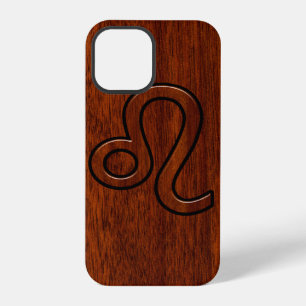 Leo-Symbol im Mahagoni-Holz-Stil-Dekor iPhone Hülle