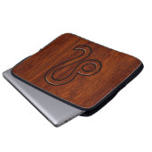 Leo-Symbol in Mahogany-Holzstil-Dekoration Laptopschutzhülle (Vorne Knopf)