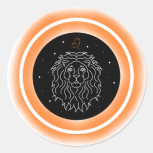Leo-Symbol – Minimales Astrologie-Emblem Runder Aufkleber