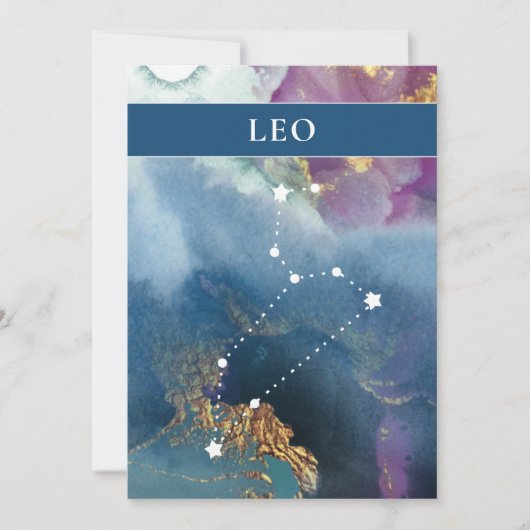Leo Table Sign Celestial Watercolor Thema Einladung (Vorderseite)