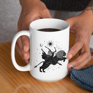 Leo Tanzendes Mädchen 15oz Schwarzer Rand Becher Tasse
