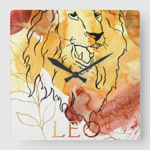 Leo the Lion Geburtstag zodiac Astrologie rotes Go Quadratische Wanduhr