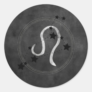 Leo the Lion schwarz silber Sternbild zodiac Runder Aufkleber