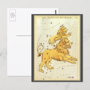 Leo the Lion Vintag Constellation Urania Mirror Postkarte
