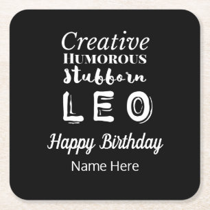 Leo the Lion Zodiac Fun Charakteristika Geburtstag Rechteckiger Pappuntersetzer