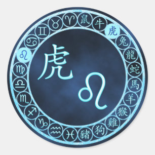 Leo/Tiger Runder Aufkleber