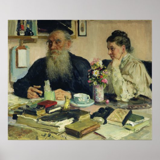 Leo Tolstoi mit seiner Ehefrau in Yasnaya Polyana Poster (Vorne)