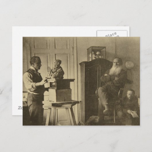 Leo Tolstoi und der Bildhauer Prinz Paolo Postkarte (Vorne/Hinten)