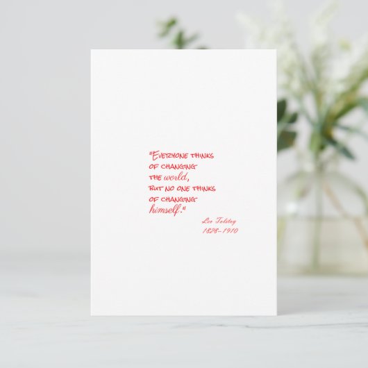 Leo Tolstois Zitat (Jeder denkt...) RSVP Karte (Stehend Vorderseite)