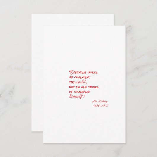Leo Tolstois Zitat (Jeder denkt...) RSVP Karte (Vorne/Hinten)