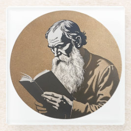 Leo Tolstoy Portrait - Goldene Illustration Glasuntersetzer