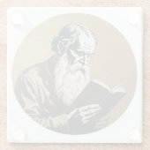 Leo Tolstoy Portrait - Goldene Illustration Glasuntersetzer (Rückseite)