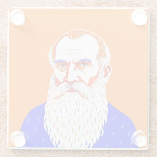 Leo Tolstoy Portrait - Grafik Glasuntersetzer (Rückseite)