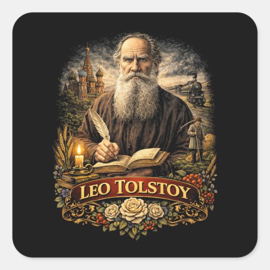 Leo Tolstoy Quadratischer Aufkleber (Vorderseite)