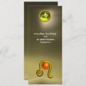 LEO TOPAZ MONOGRAM Gelb-orangefarbene Graustufen Einladung (Vorne/Hinten)