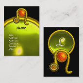 LEO, TOPAZ MONOGRAM, hellgelb, schwarz orange Visitenkarte (Vorne/Hinten)