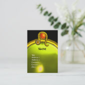 LEO, TOPAZ MONOGRAM, hellgelb, schwarz orange Visitenkarte (Stehend Vorderseite)