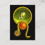 LEO, TOPAZ MONOGRAM, hellgelb, schwarz orange Visitenkarte (Rückseite)
