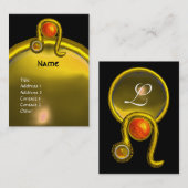 LEO, TOPAZ MONOGRAM, hellgelb, schwarz orange Visitenkarte (Vorne/Hinten)